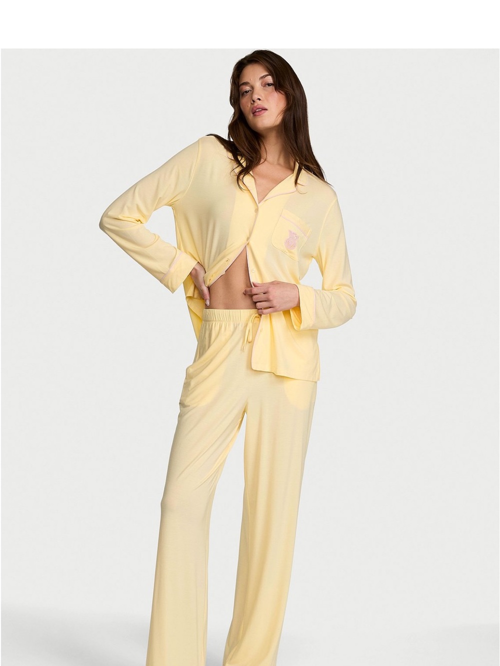 Victoria's Secret Pale Yellow Two-Piece Pajama Set